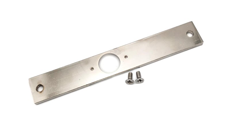 TUFF STRIKE Mortise Cut-Out Conversion Plate 8" x 1-1/4" | Mortise 86 Prep to Cylindrical 161 Prep | TUFF STRIKE | Polished Chrome - Image 3